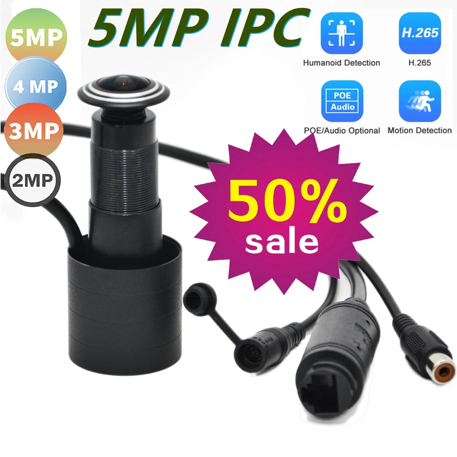 5MP Door Eye IP POE Camera Mini Peephole Motion Detection Video-eye Viewer citofono Wireless Home Security Surveillance Door Cam