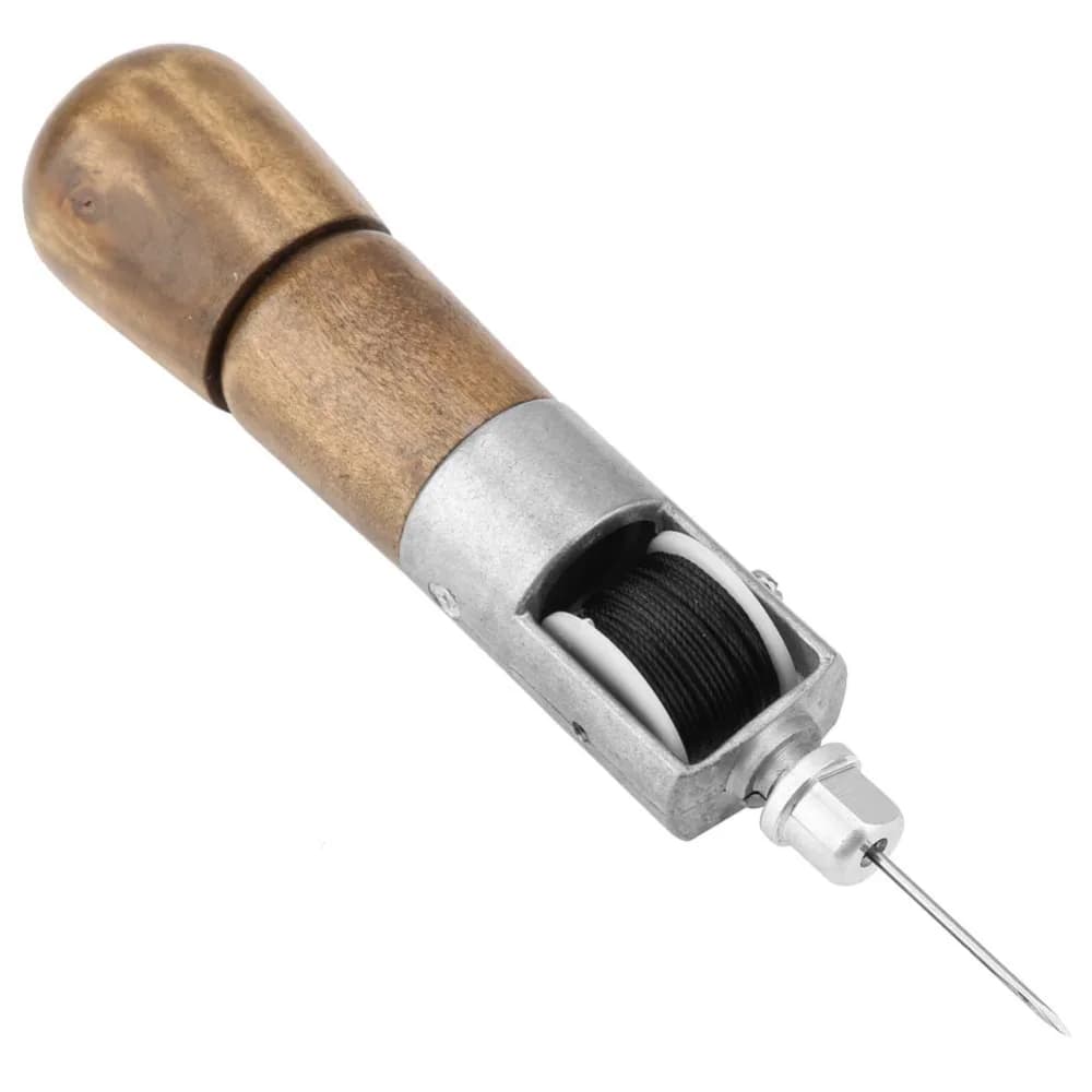 Automatic Lock Leather Sewing Awl 2 Sizes Needles Equipped With Wrench Stitching Awl Tool Kit Hand Stitcher Tool Belt Repair