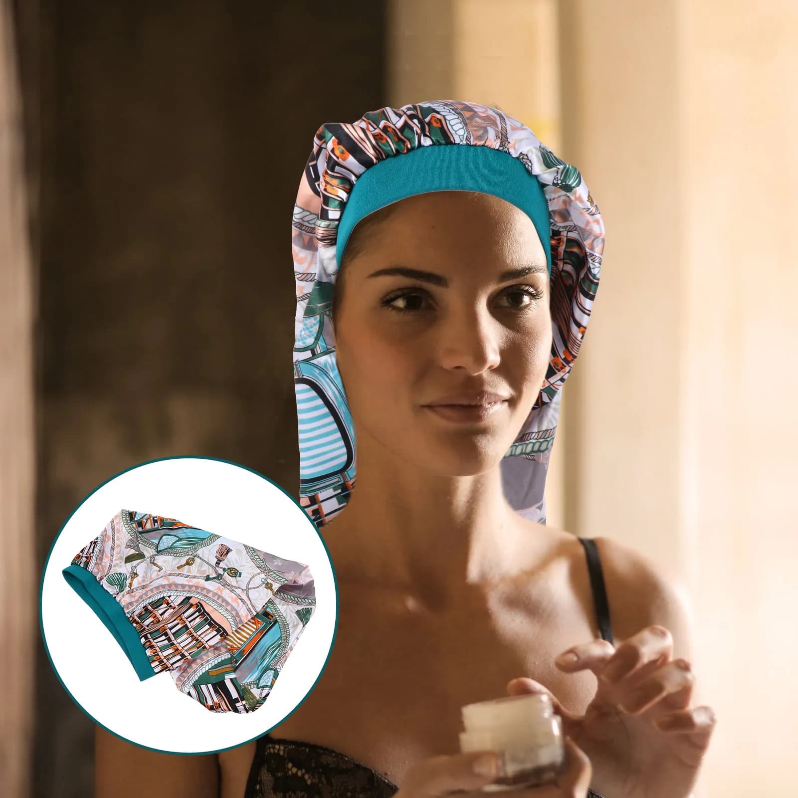Cappello da Notte in Raso Leggero e Traspirante, Berretto Oversize, Copricapo Morbido e Delicato sulla Pelle, Regolabile, Perfetto per Donne