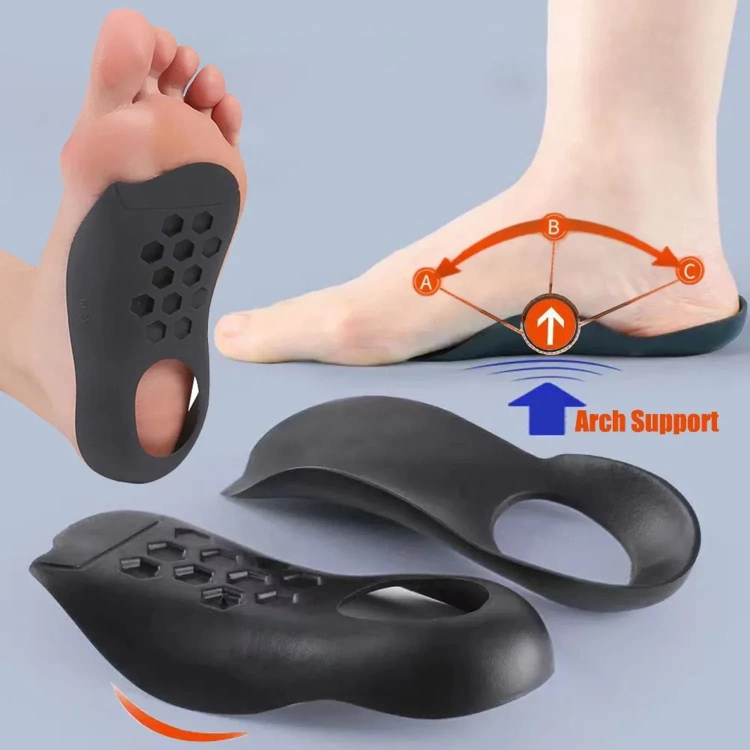 Solette per la correzione del piede piatto e della gamba O | Inserto di supporto per arco plantare ortopedico | Sollievo dal dolore alla fascite plantare | Piede traspirante unisex C