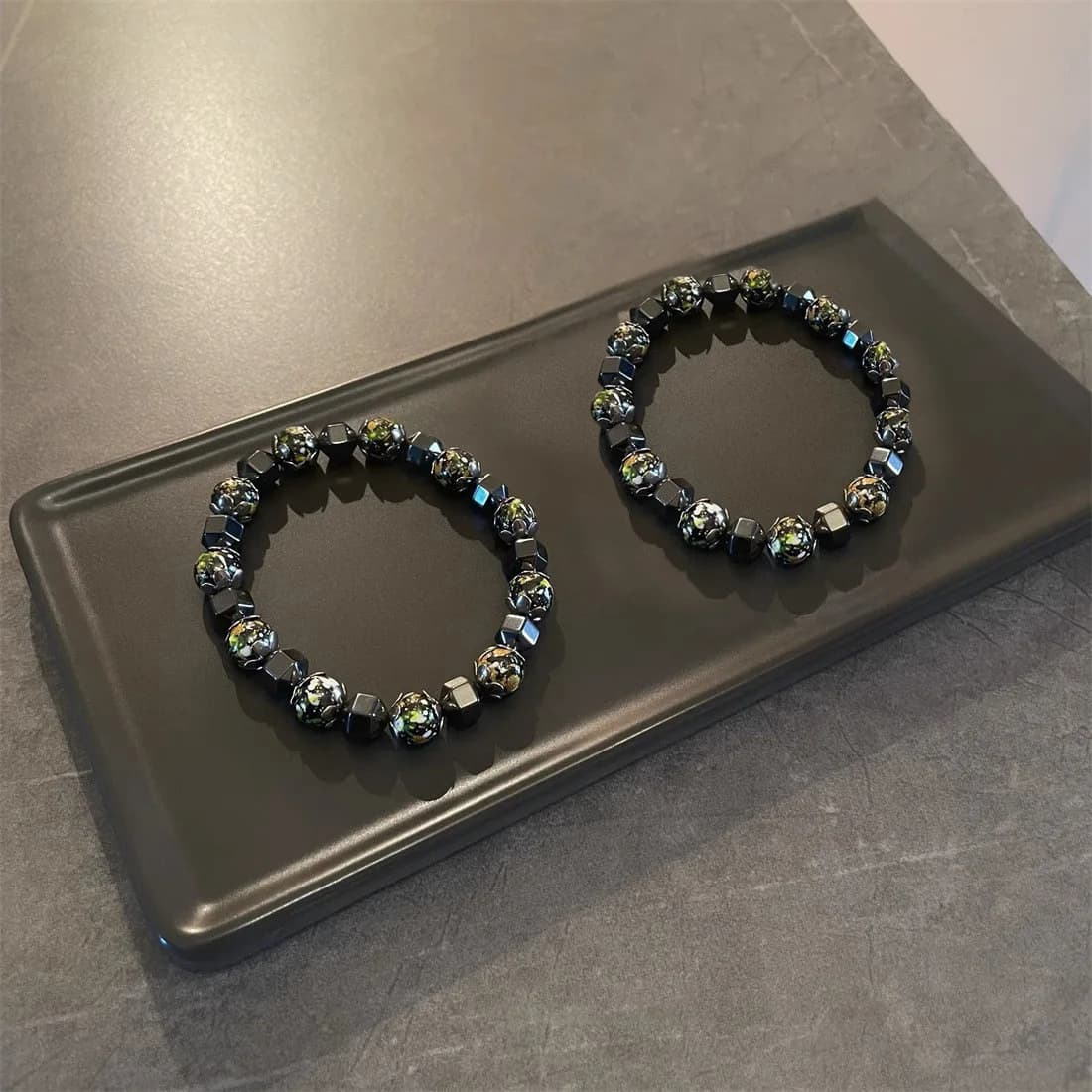 Irregular black hematite spliced bracelet, hip-hop niche edgy design, versatile high-end delicate elegant piece, unisex minimalist trendy style, bestie gift, limited edition cool accessory