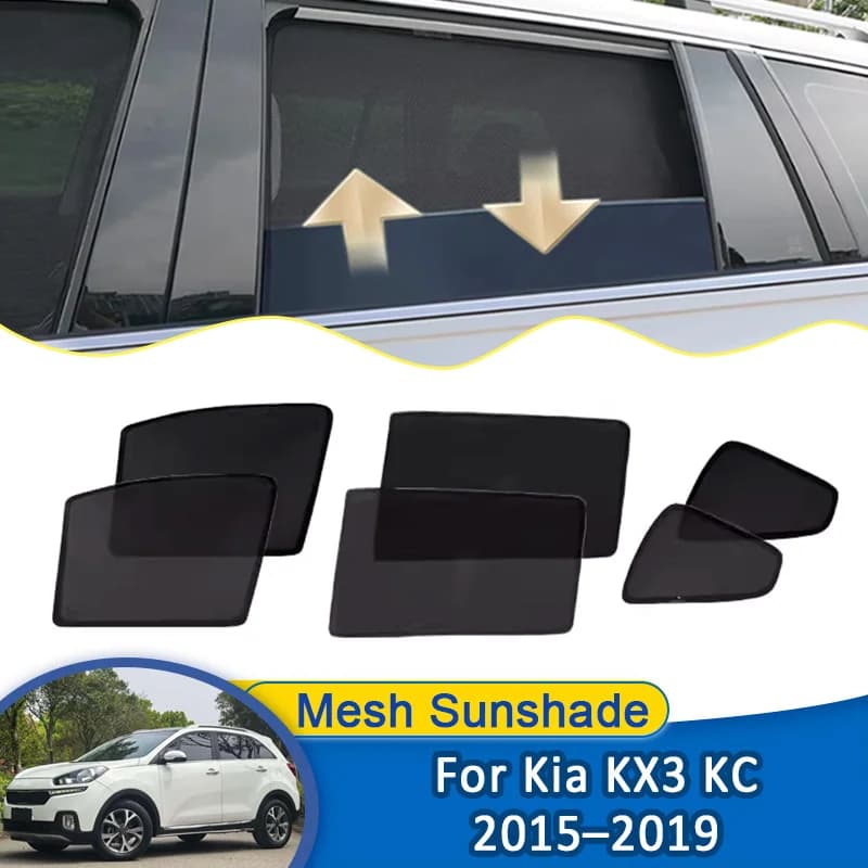 For Kia KX3 KC 2015~2019 MK3 Car Sun Visor UV Protection Windshield Mesh Sunshade Breathable Sunscreen Curtains Car Accessories