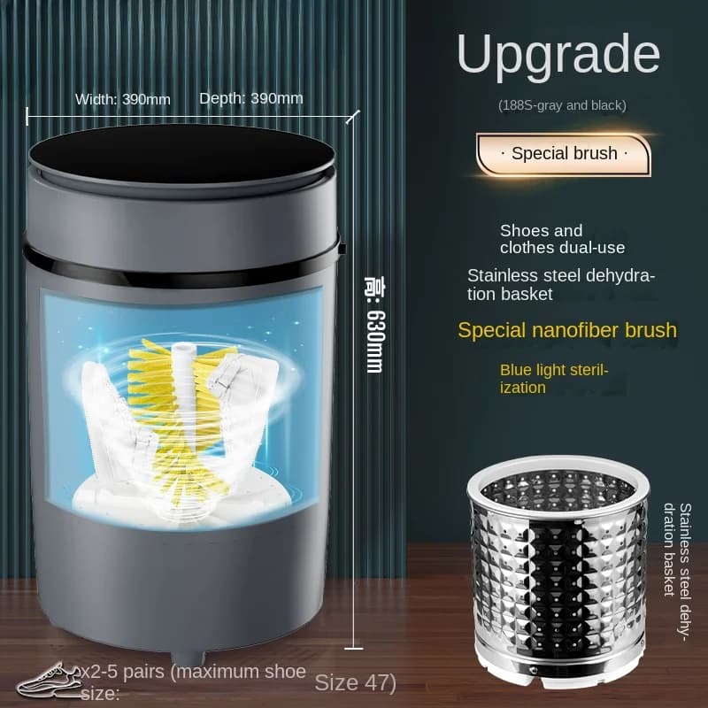 Lavatrice per scarpe 220V, piccola spazzolatrice per scarpe completamente automatica per uso domestico, integrata con lavaggio e spelatura BDB