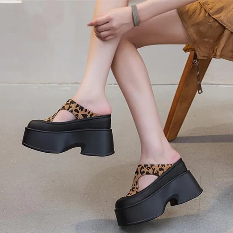 2026 Fashion High Brand 11CM Women Genuine Leather Luxury Summer Pumps Chunky Heels ROME Platform Wedge Shoes Mary Jane Slippers