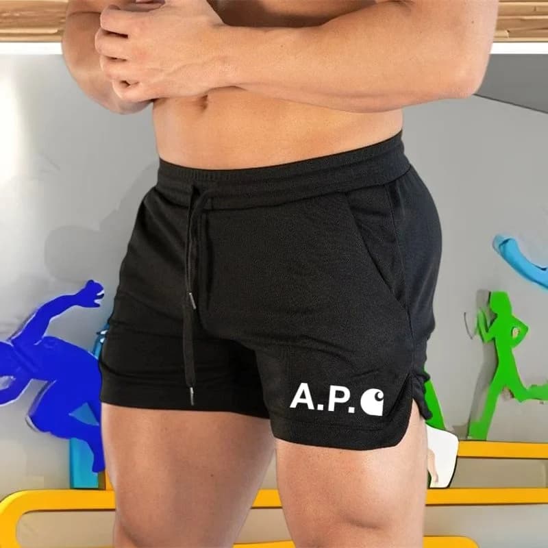 Men's Summer Natural Unprocessed Knit Running Shorts Fitness Gym Sportswear for Hiking Jogging Outdoor Sports