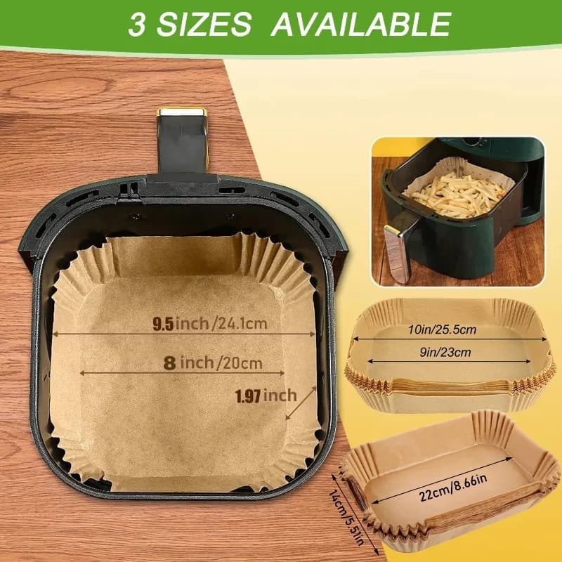 23 cm oven paper for Hot Air Fryer, Disposable, Non-stick, Oil-resistant, Oven, Microwave and Roasting Accessories