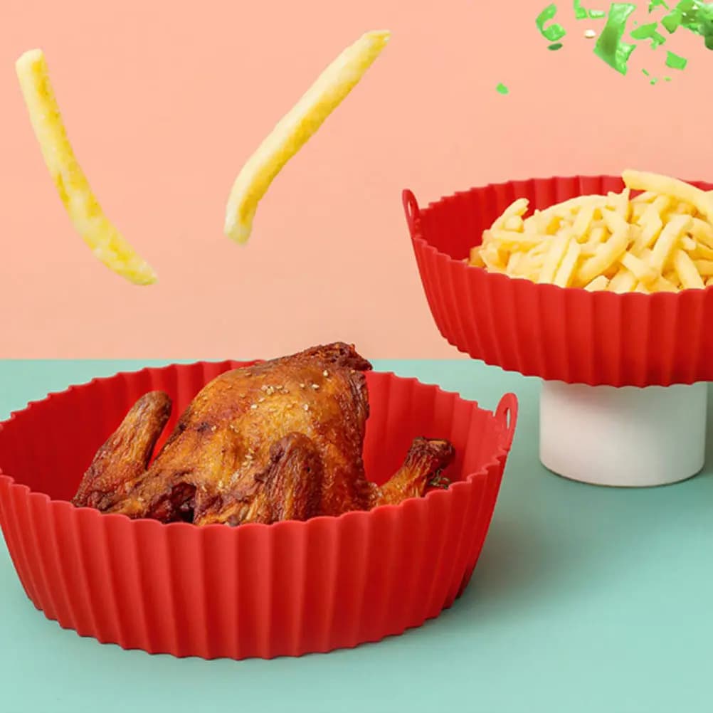 2 Pezzi Tappetini in Silicone Riutilizzabili Antiaderenti Resistenti al Calore, Tappetini da Forno Facili da Pulire, Rivestimento per Friggitrice ad Aria