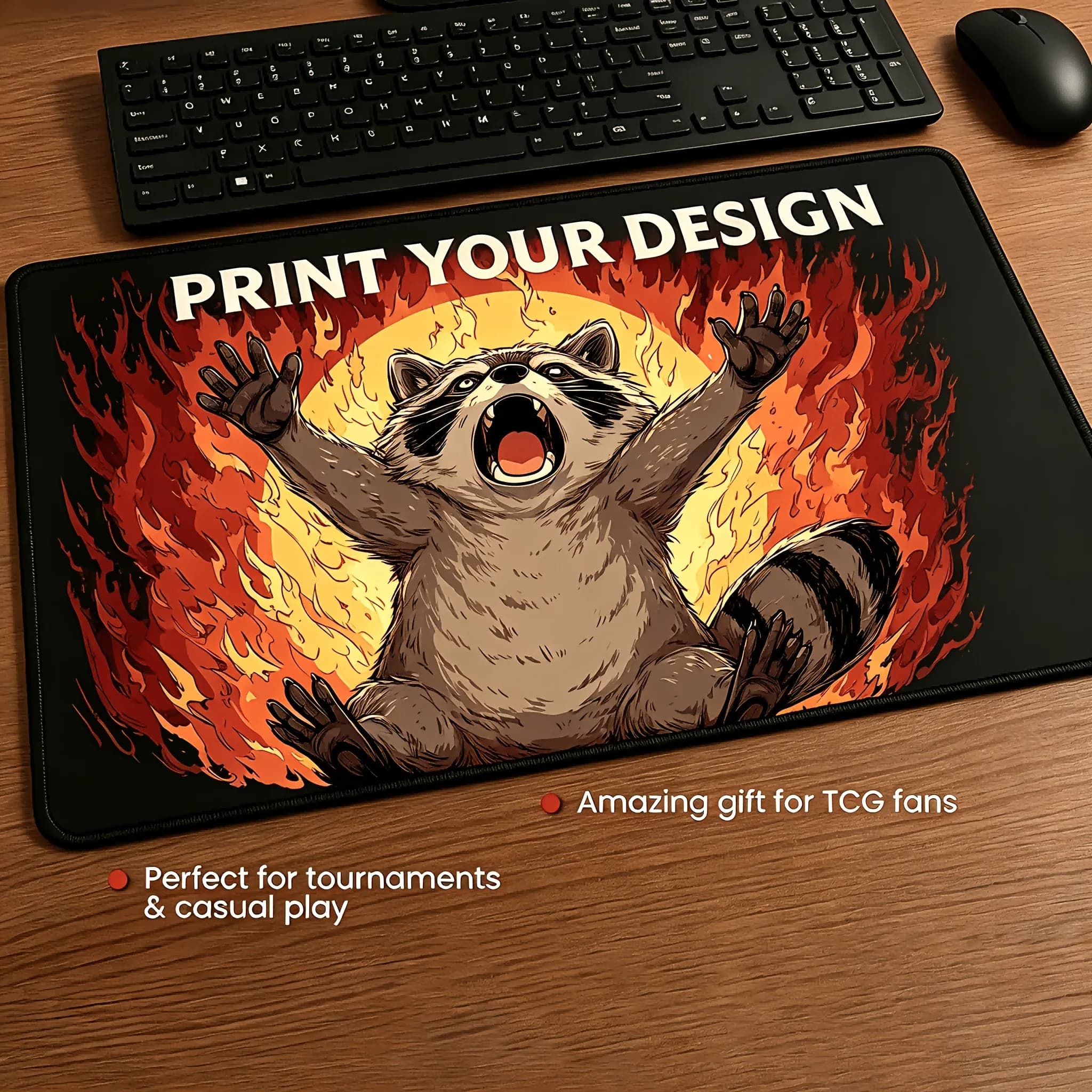 Customizable Collectible TCG Game Mat 14X24in, Support Custom Image Upload, Stitched Edge Non-Slip Rubber Gaming Mouse Pad