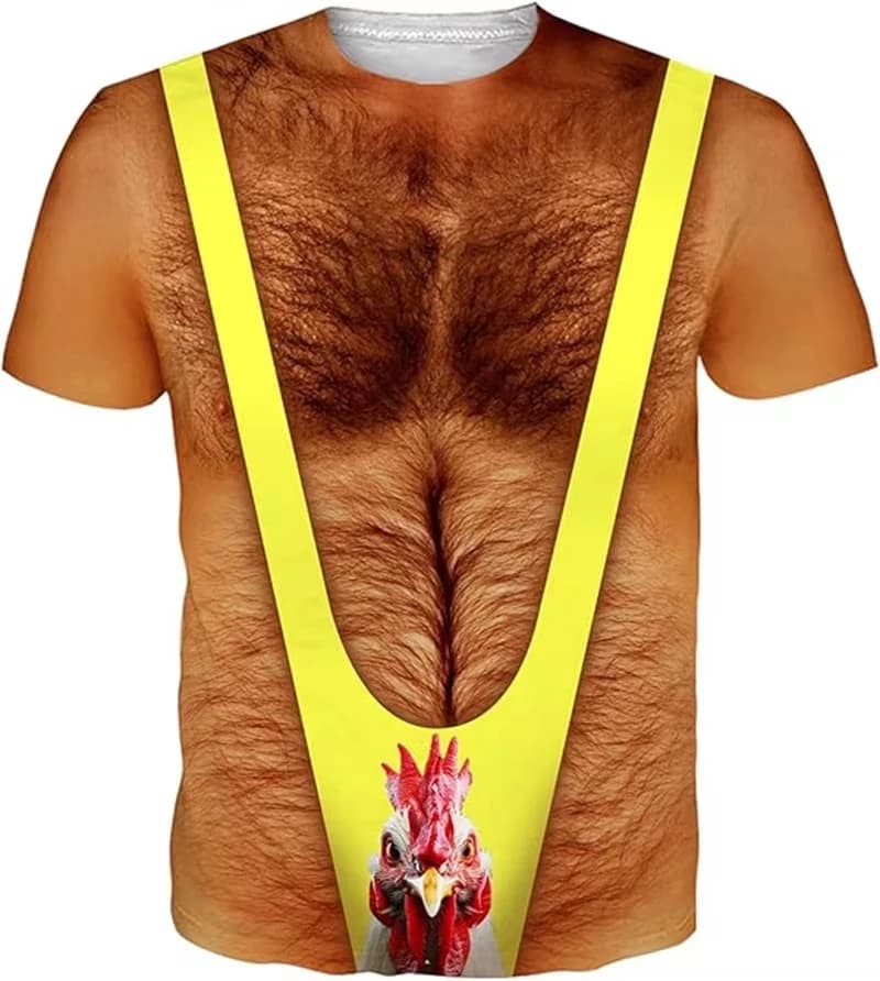 New Funny Muscle Pattern 3D Printed Men's Short-sleeved T-shirt Casual Sportswear Fitness Outfit Streetwear Role-playing Apparel