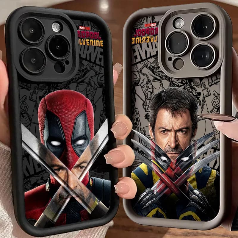 Cover per iPhone Deadpool e Wolverine per modelli 17E, 11, 12, 13, 14, 15, 16, 17 Pro Max, Fundas 17 Air Plus, 16e, 13 Mini - Custodia posteriore in silicone