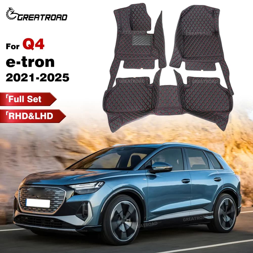 GREATROAD Tappetini Auto Personalizzati per Audi Q4 e-tron 2021-2025 2024, Copertura Tappeto Auto, Accessori Interni, Parti Protettive