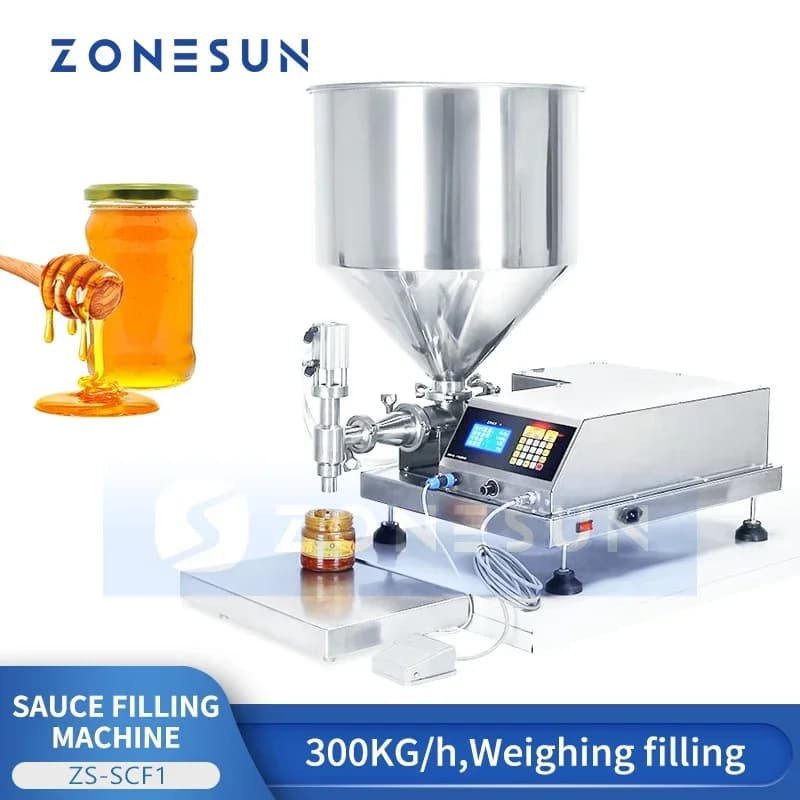 Macchina Riempitrice di Salse Zonesun ZS-SCF1, Macchina per Riempimento di Paste Dense, Attrezzatura per Riempimento di Pasta e Burro di Arachidi
