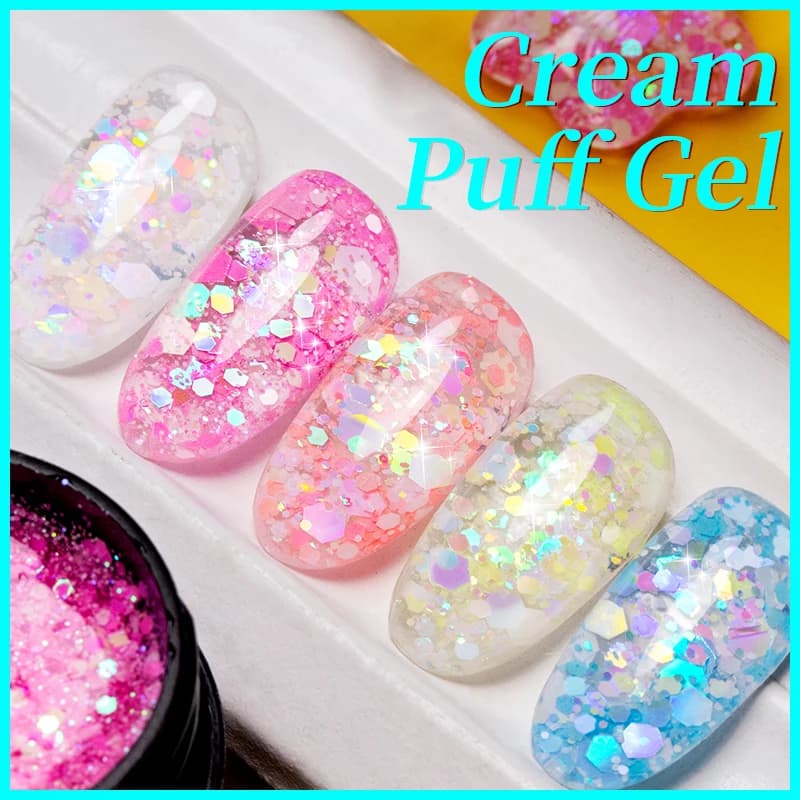 PUENTE Summer Glitter Paillettes Gel Smalto per unghie Crema lucida Soffio Gel 5ML Soak Off Gel per unghie UV Vernice semipermanente per manicure