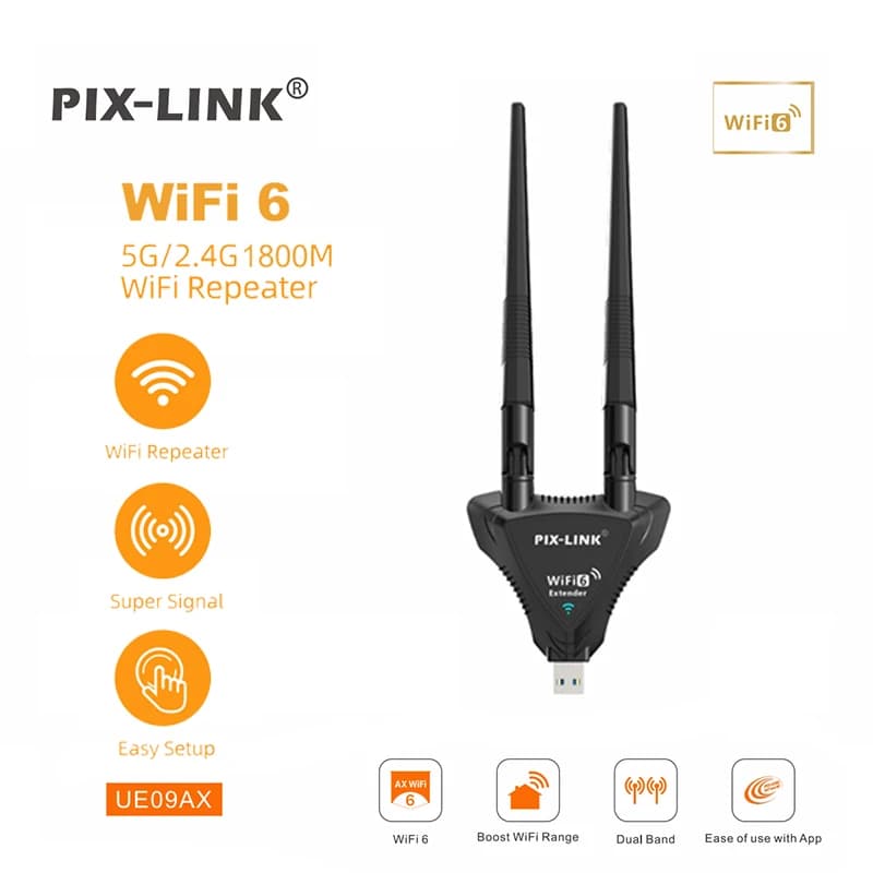 PIX-LINK USB WIFI6 Extender USB WiFi Range Extender Ripetitore WIFI UE09AX