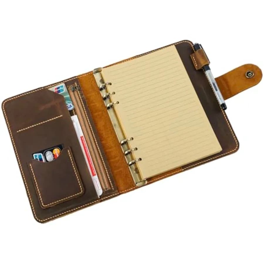 Agenda in pelle A5, Diario ricaricabile in pelle, Taccuino in pelle, Raccoglitore ad anelli A5, Regalo personalizzato per lui, Regali per leader
