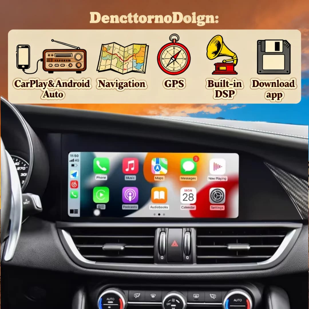 Android 13 Per Alfa Romeo Giulia Stelvio 2017-2024 CarPlay Autoradio Automobile Multimedia Auto Bluetooth Navigazione GPS Stereo