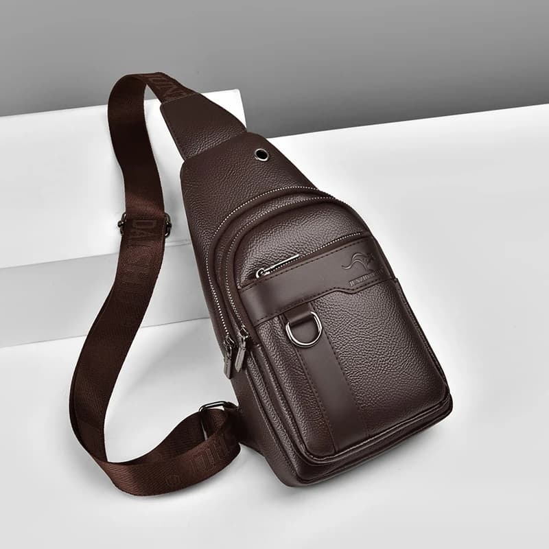 Men's Luxury Leather Shoulder Bag, Vintage Petto Bag, Running and Cycling Shoulder Bag