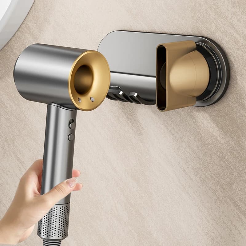 Supporto Magnetico per Ugelli Asciugacapelli - Montaggio in Plastica Senza Foratura, Compatibile Universale per Dyson/Leihen, Grigio/Bianco