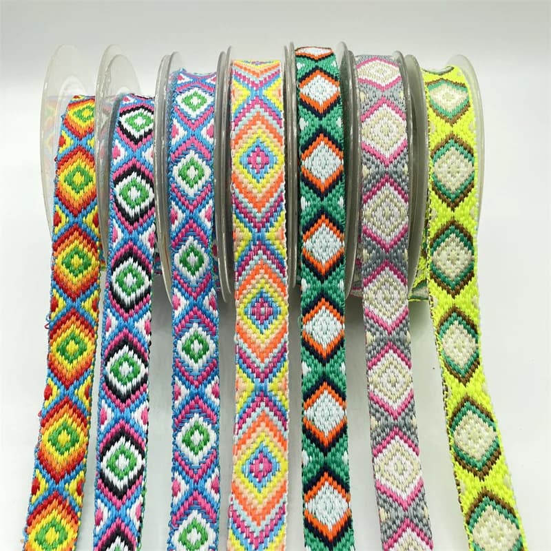 Nastri etnici in tessuto Jacquard di poliestere largo 15-16mm per nastro con cinturino per borsa rilegatura diagonale accessori per cucire indumenti fai da te