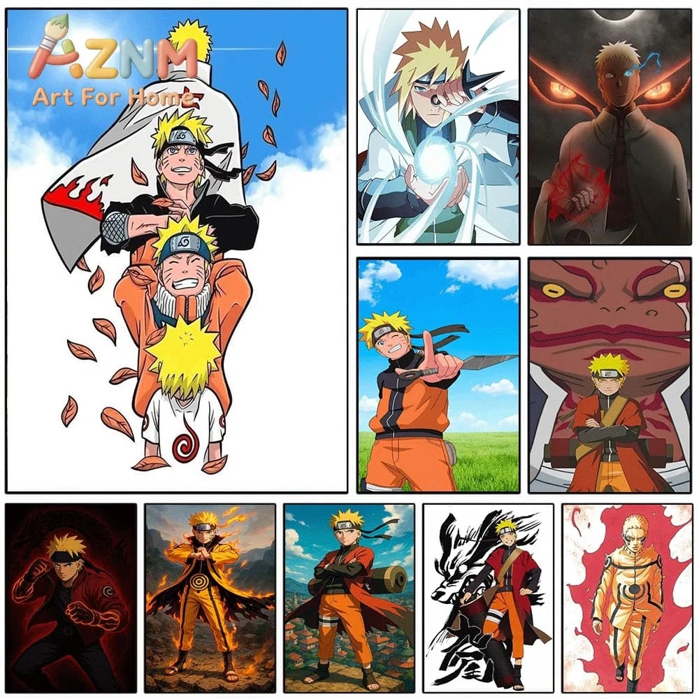 Naruto Uzumaki Anime Canvas Wall Art Print, Unframed Canvas Painting, Japanese Manga Character Poster for Bedroom Living Room