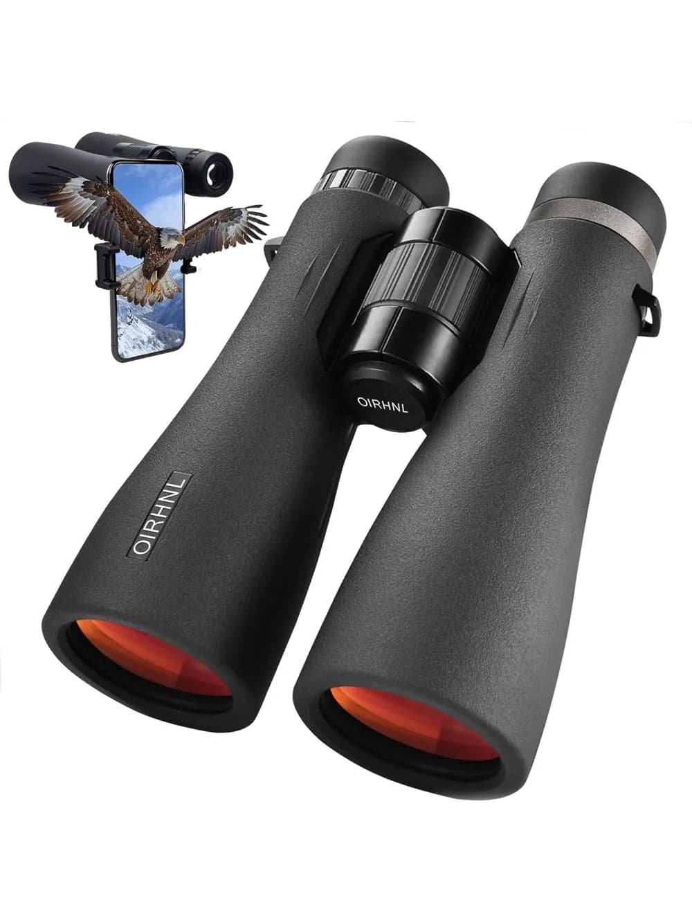 Binocolo HD 12x50 per adulti, ad alta potenza con adattatore telefonico aggiornato, per birdwatching, caccia, viaggi all'aperto