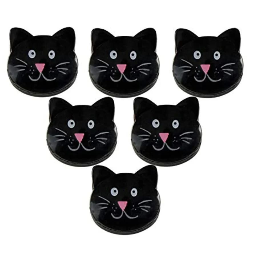 Clip per sacchetti a forma di gatto per patatine, cucina e lavanderia, clip per sacchetti alimentari con faccia di gatto nero, 1,75 pollici di lunghezza x 1,5 pollici di larghezza, set da 6
