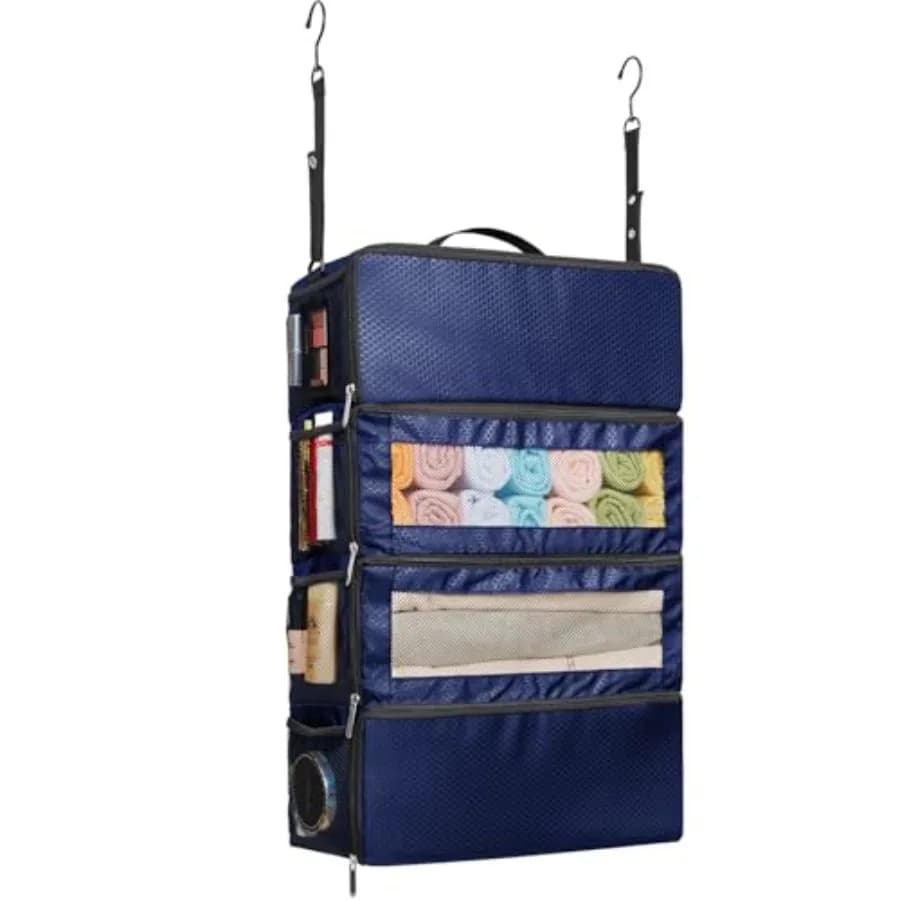 Organizer per Valigie, Organizzatore da Viaggio con Ripiani Appendibili, Cubo per Imballaggio, Organizzatore Portatile Pieghevole per Auto