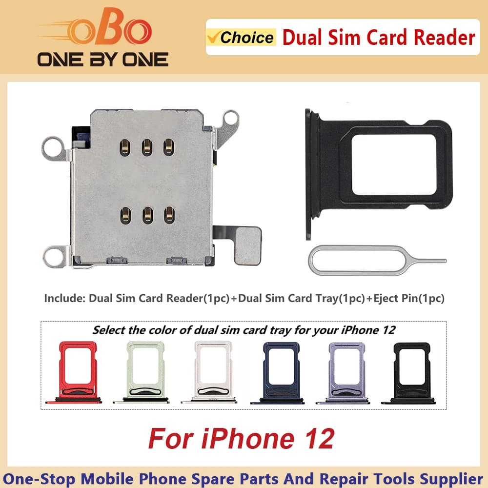Cavo flessibile per lettore di schede Dual SIM per iPhone 12, adattatore per doppio slot per scheda SIM, connettore di ricambio, nero, bianco, viola, blu