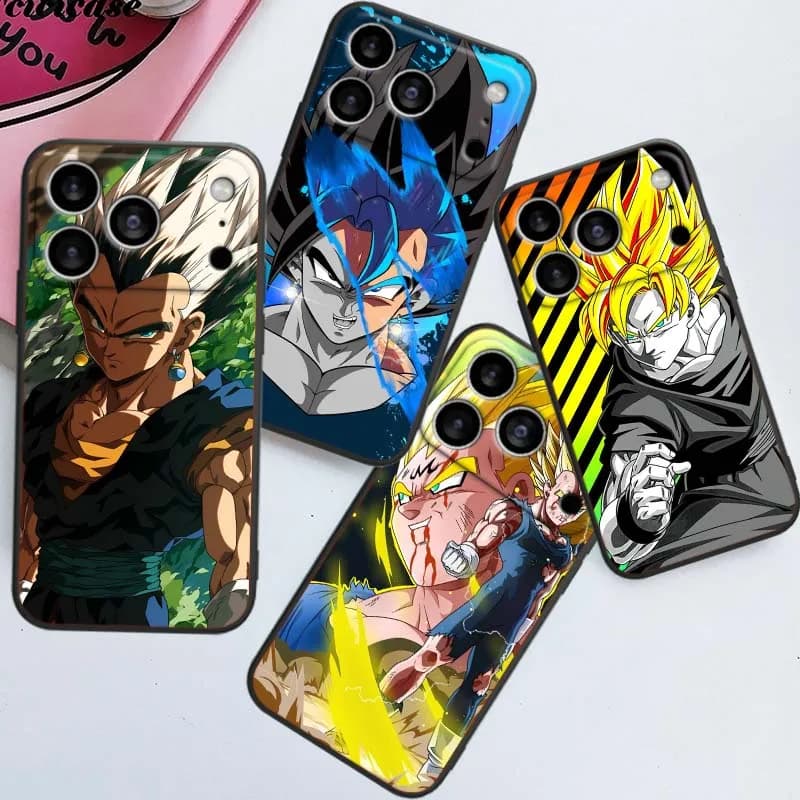Custodia per telefono Dragon Ball Vegeta Vegito per Apple iPhone 17 16 16E 15 14 13 12 11 Pro Max Plus in silicone morbido nero