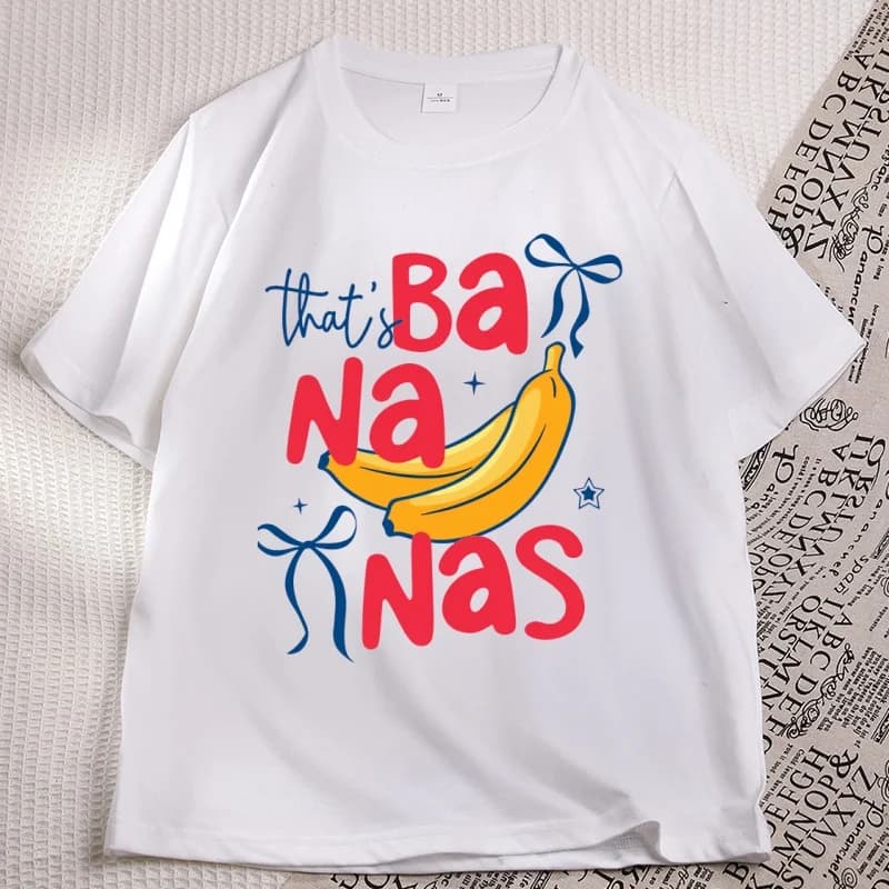 That's Bananas T Shirts Summer Fruit Tshirt Retro Graphic Tee Banana Graphic Tee Trendy O Neck Short Sleeve T-shirts Clothing