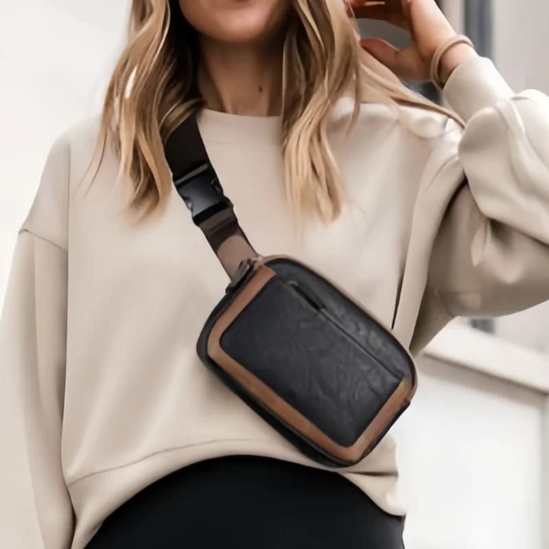 Marsupio da donna in PU moda borse da petto a tracolla casual borsa da viaggio unisex borsa da cintura impermeabile tasca sportiva per donna