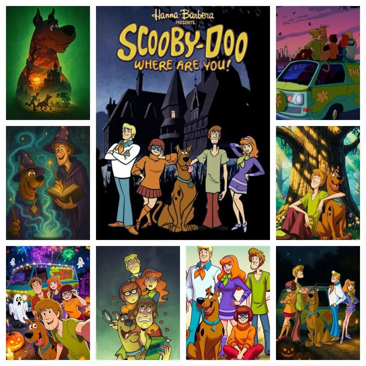 S-Scooby Doo 5D DIY Full Square Round Diamond Painting Home Living Room Bedroom Aesthetic Bar Decoration Children Gift