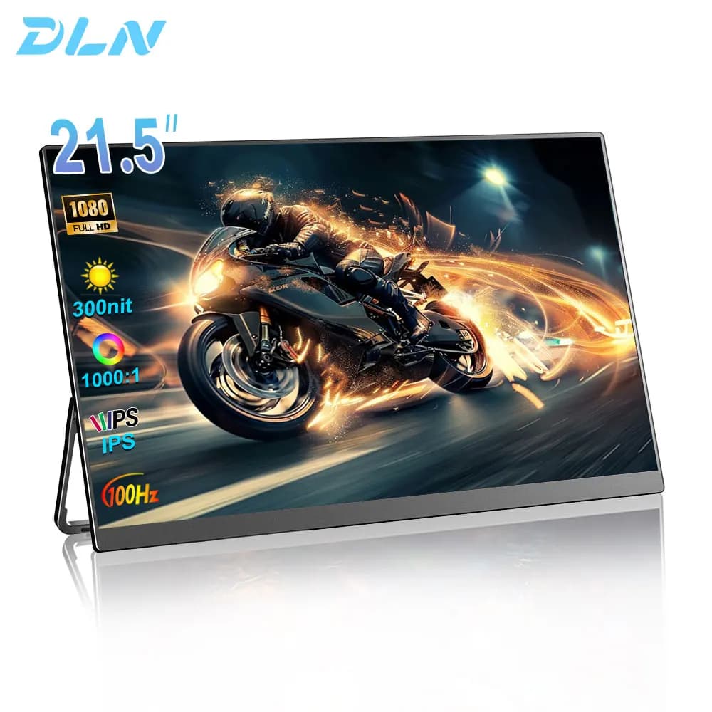 Monitor Portable DLN 21.5" 1080P 100Hz 72% sRGB USB-C HDMI HDR with Support, Extensible IPS Screen for Windows and Mac, Gaming