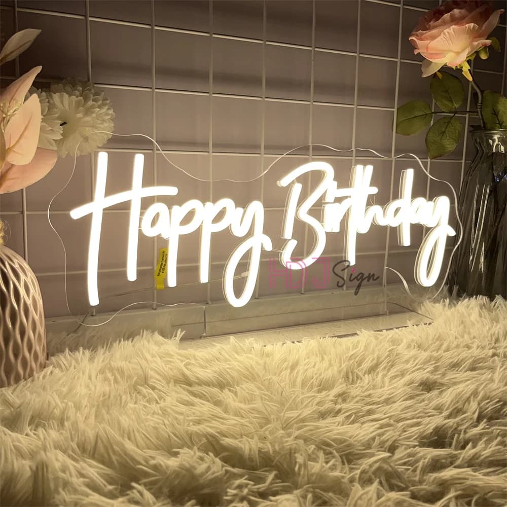 Happy Birthday Neon Led Sign Home Art Party Room Decor Decorazione camera da letto di nozze Compleanno Luci da scrivania al neon Insegne USB
