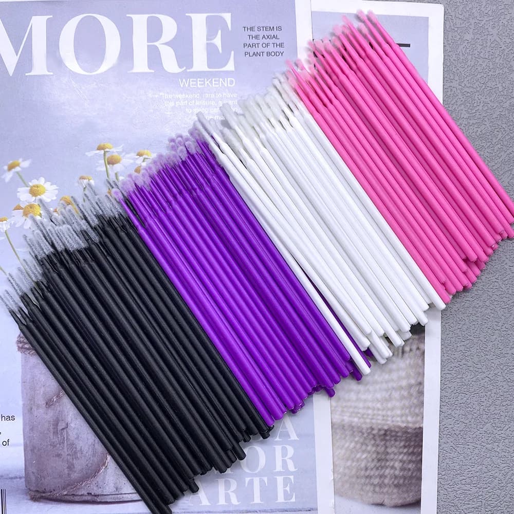 100/400pcs Micro Brush Use And Drop Lash Removal Tampone Microbrush Mascara Bacchette Applyer Extension Eyelash Brushes Tool Makeup