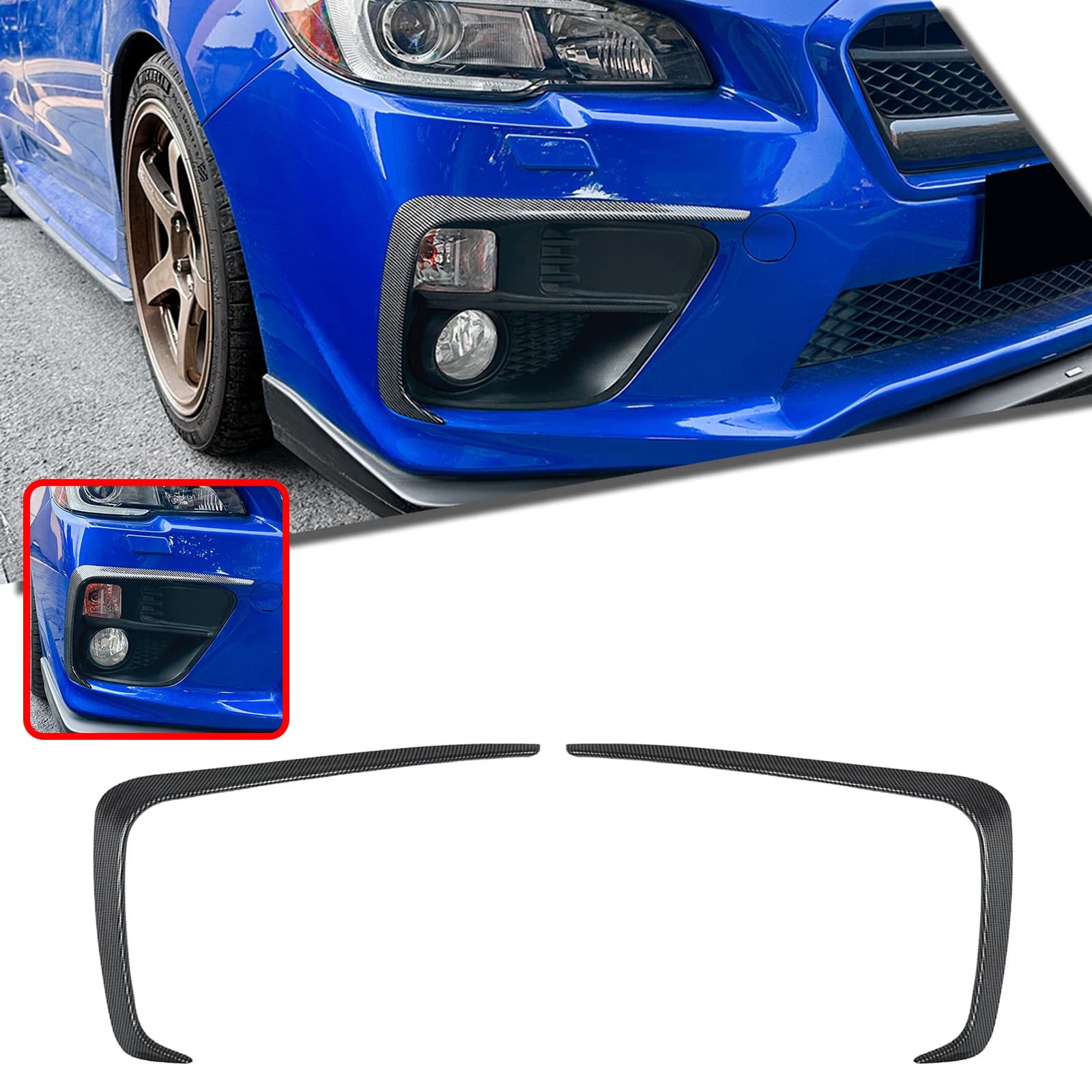 Paraurti anteriore Diffusore Lato Air Vent Trim Fendinebbia Copertura Della Lampada Telaio di Aspirazione Canard Splitter Per 2015-2017 Subaru WRX STI