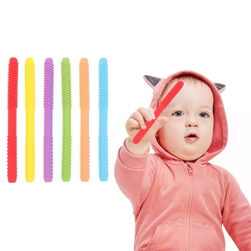 Massaggiatore Dentale per Bambini con Tubo per la Fonoassunzione, Massaggiatore Molare Cavo, Massaggiagengive per Neonati con Manico, Allenamento Muscolare Orale per la Dentizione