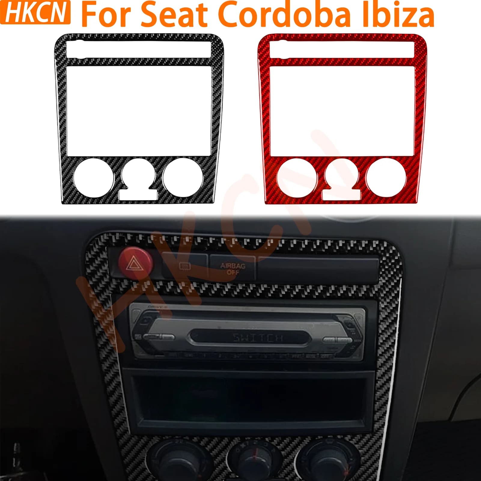 Per Seat Cordoba 2003-2010 Ibiza 2003-2008 Pannello Pulsanti Regolazione Console Centrale in Fibra di Carbonio Adesivi Accessori Interni Auto