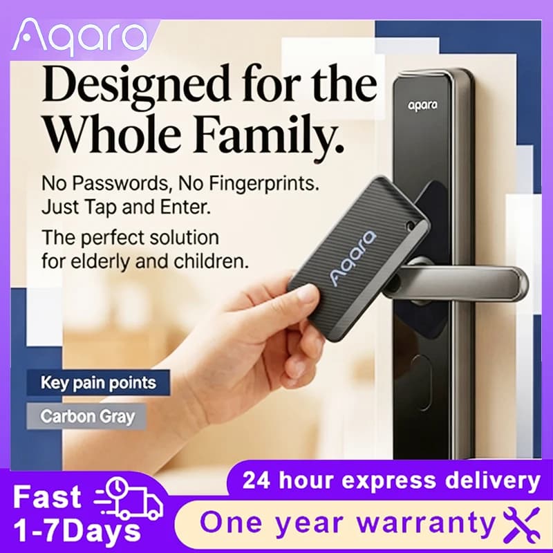 Serratura Intelligente Aqara Serie N100 N200 P100 D200 con Supporto Scheda NFC, Controllo Tramite App Aqara, Chip EAL5+ per la Sicurezza Domestica