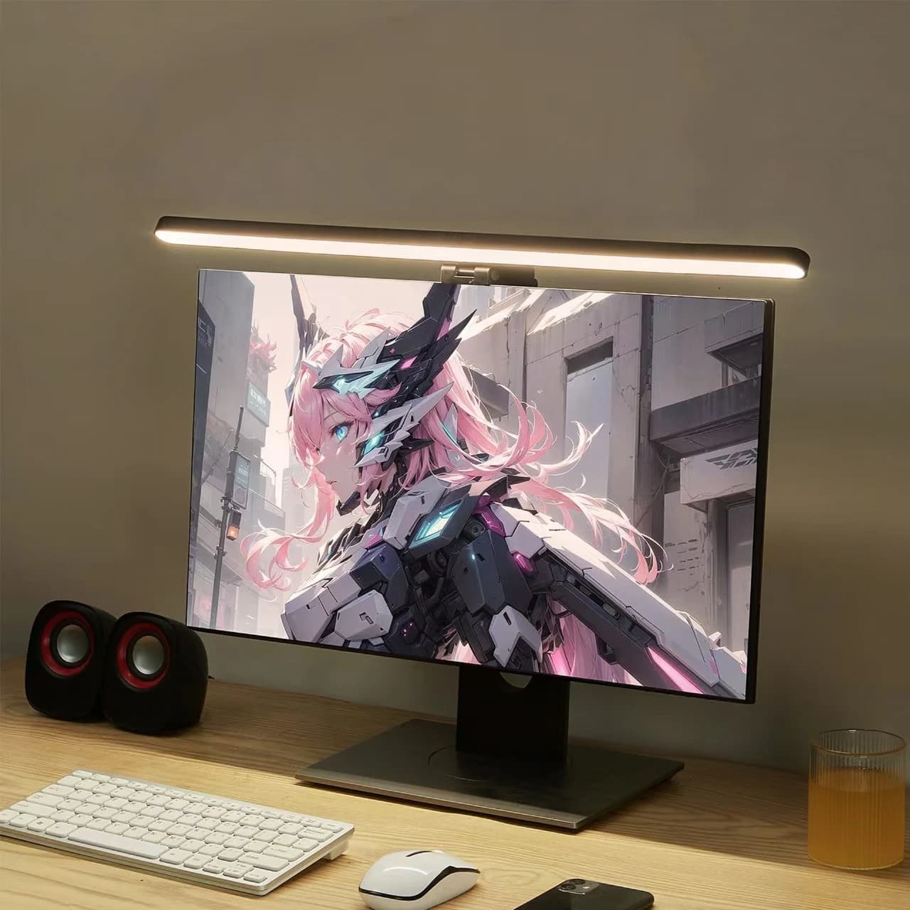 Hanging desk lamp with LED monitor light: continuous attenuation, suitable for eyes for work and game configuration