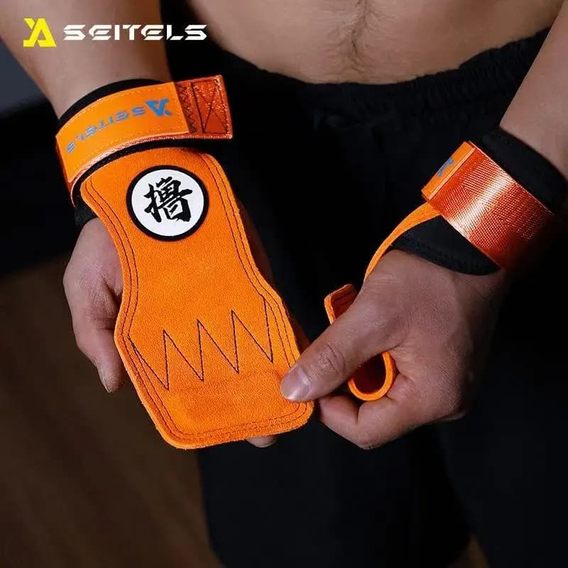 1 pair of gym bearings bovina leather gym gloves anti-slip belt power weights lifting bearings waist fit training palm protection Lu