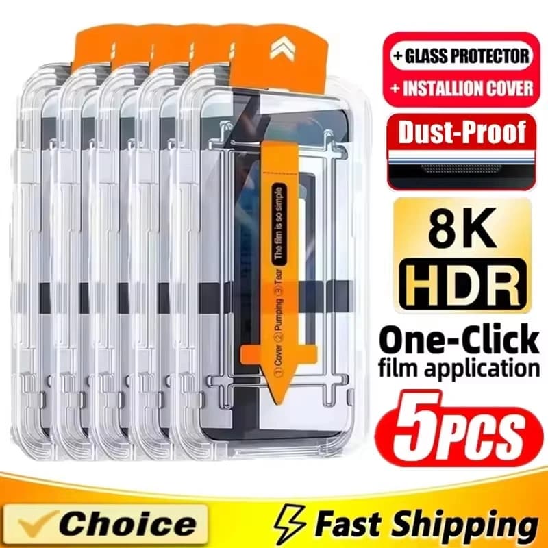 New 8K Dust Free Install HD Glass Films For Xiaomi Redmi Note 14 13 Pro 12 11 10 9 8 Screen ProtectorRedmi 15C 15 14C 13C 12C 10