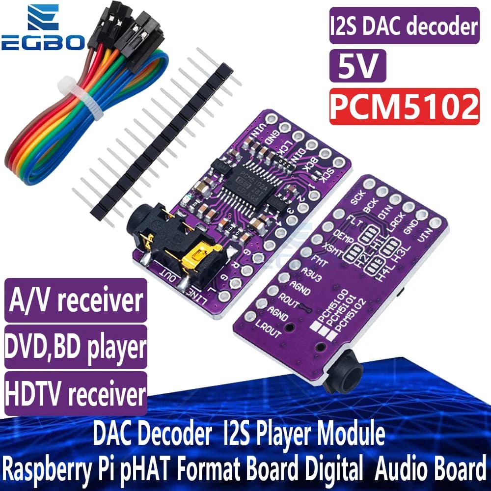 Interface I2S PCM5102A DAC GY-PCM5102 Module Speler I2S For Raspberry Pi pHAT Formaat Digital Card PCM5102 Audio Boar
