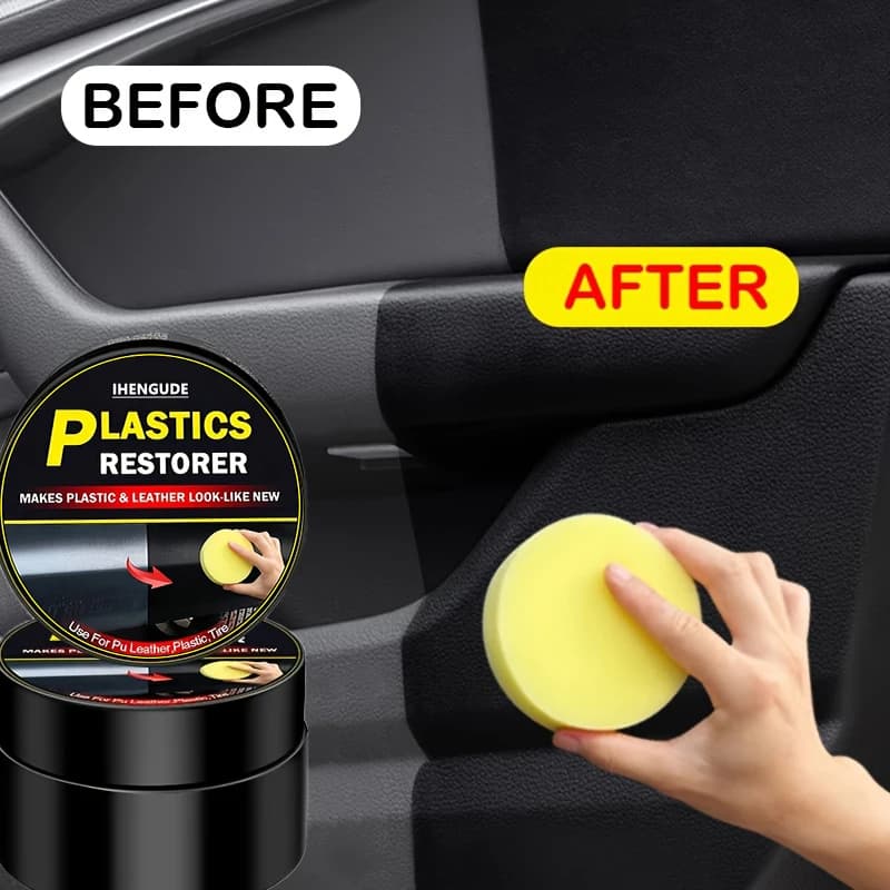 Agente Riparatore per Plastica Auto, Cera per Rinnovamento Pannelli Interni Auto, Rivestimento per Lucidatura e Restauro di Pelle, Plastica e Gomma, Pasta per Manutenzione Auto