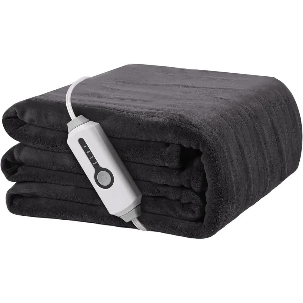 Coperta Elettrica King Size 72x84 con 4 Impostazioni di Calore, Spegnimento Automatico 10 Ore, Lavabile in Lavatrice, in Morbido Pile Corallo, Grigia
