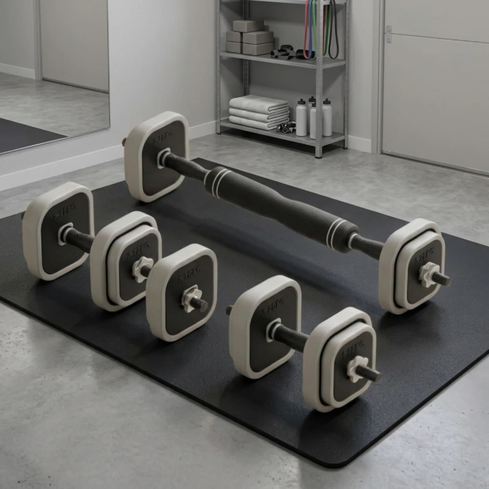 Adjustable Dumbbell with Square Plates Non-Slip Weight Set with Handles Dumbbell with Connector Compact Weights Firm