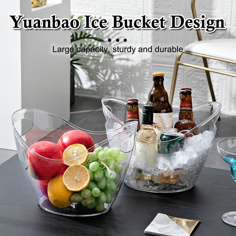 4L/8L Portable Plastic Ice Bucket Wine Champagne Cocktail Storage Box Bar Picnic Supply