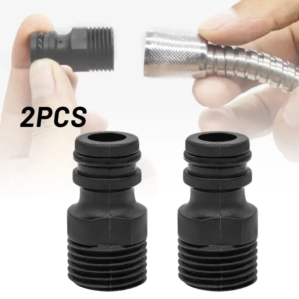 2 Pieces Universal Adapter Durable for Water Faucet, Fast Plastic Fitting for Flexible Pipe, for Car Washing and Garden Irrigation