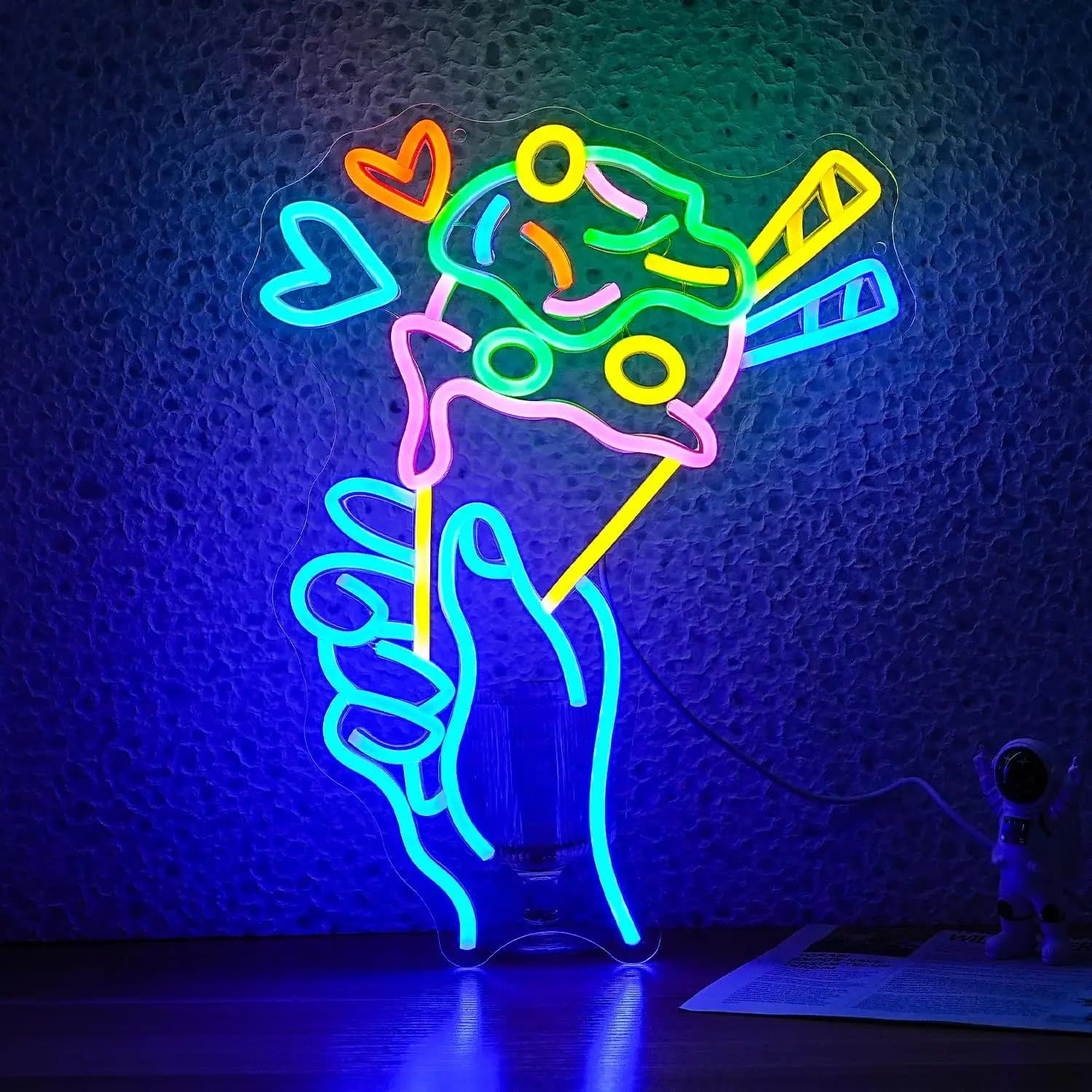 Insegna al Neon a Forma di Gelato – Luce LED USB per Decorazione Murale, Pubblicità Commerciale, Regalo, Luce Dimmerabile a Forma di Gelato per Negozi