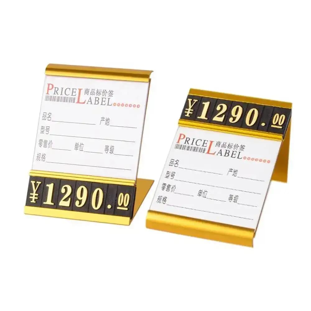 10 pz 9x17mm L Segno Display Titolare Prezzo Nome Carta Tag Etichetta Espositori Con Numero Digitale Valuta Prezzi Cube